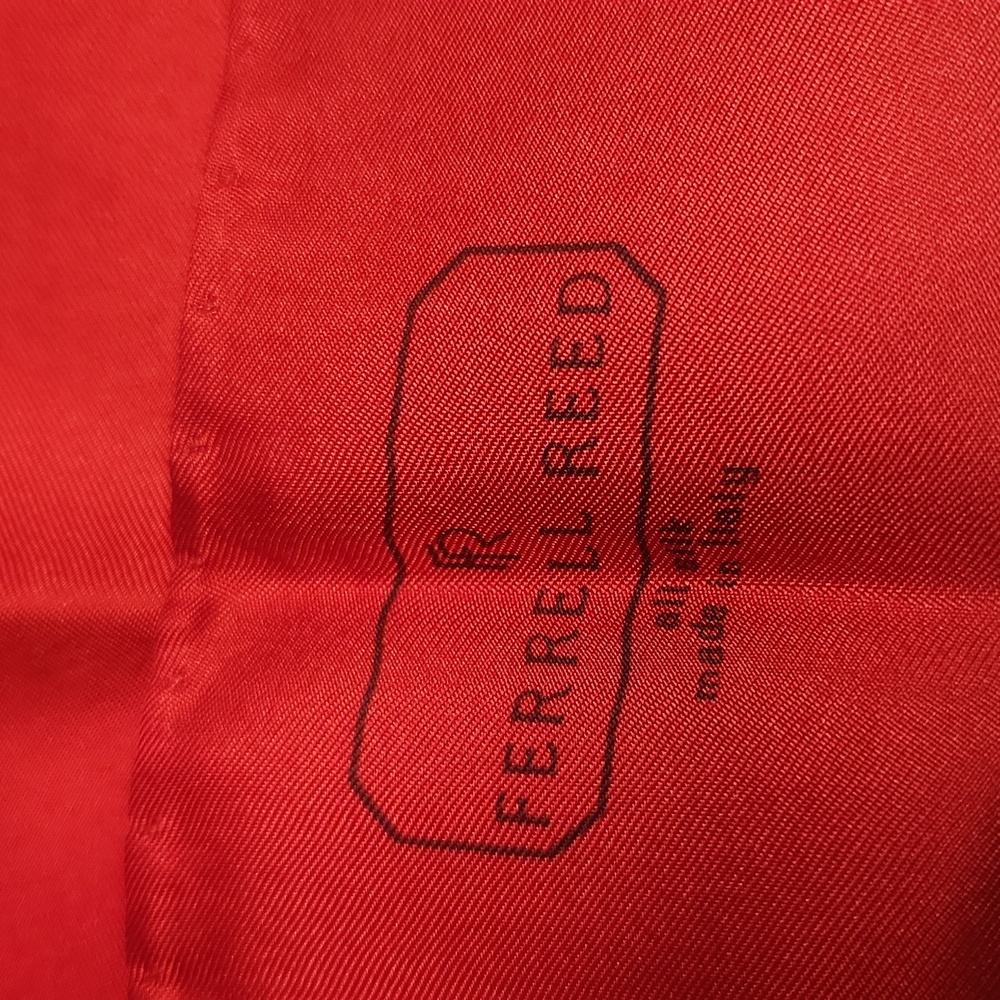 Ferrell Reed Red Silk Pocket Square, EUC - Picture 2 of 3